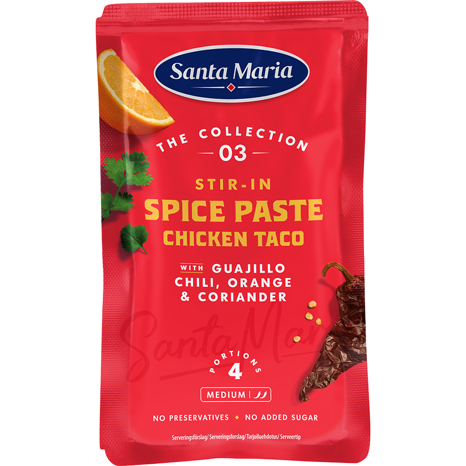 Förpackning med Spice Paste Chicken Taco från Santa Maria