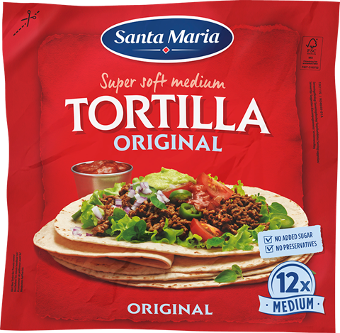 Packet with twelve wheat tortillas