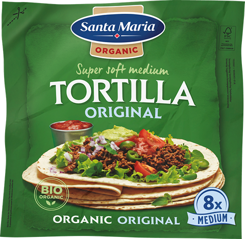 verpakking met 8 organic whole tortilla's