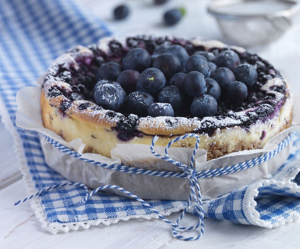 Cheesecake med enebær og blåbær