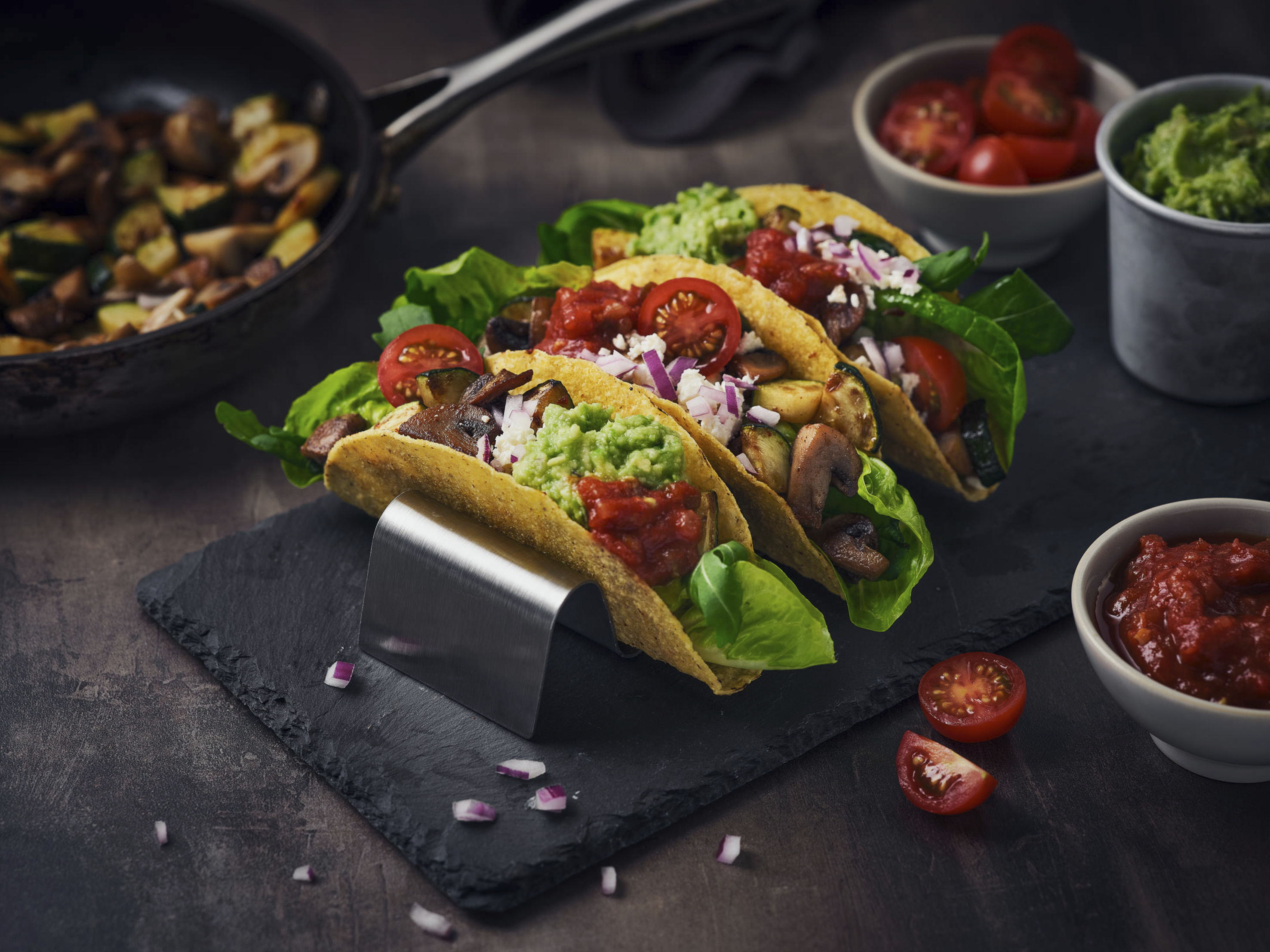 Chipotlestekt champinjon & zucchini tacos