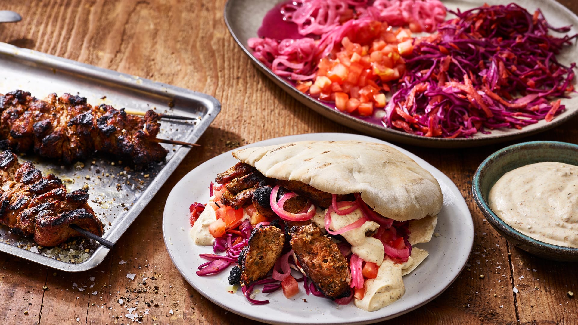 Grillad kebab i pitabröd
