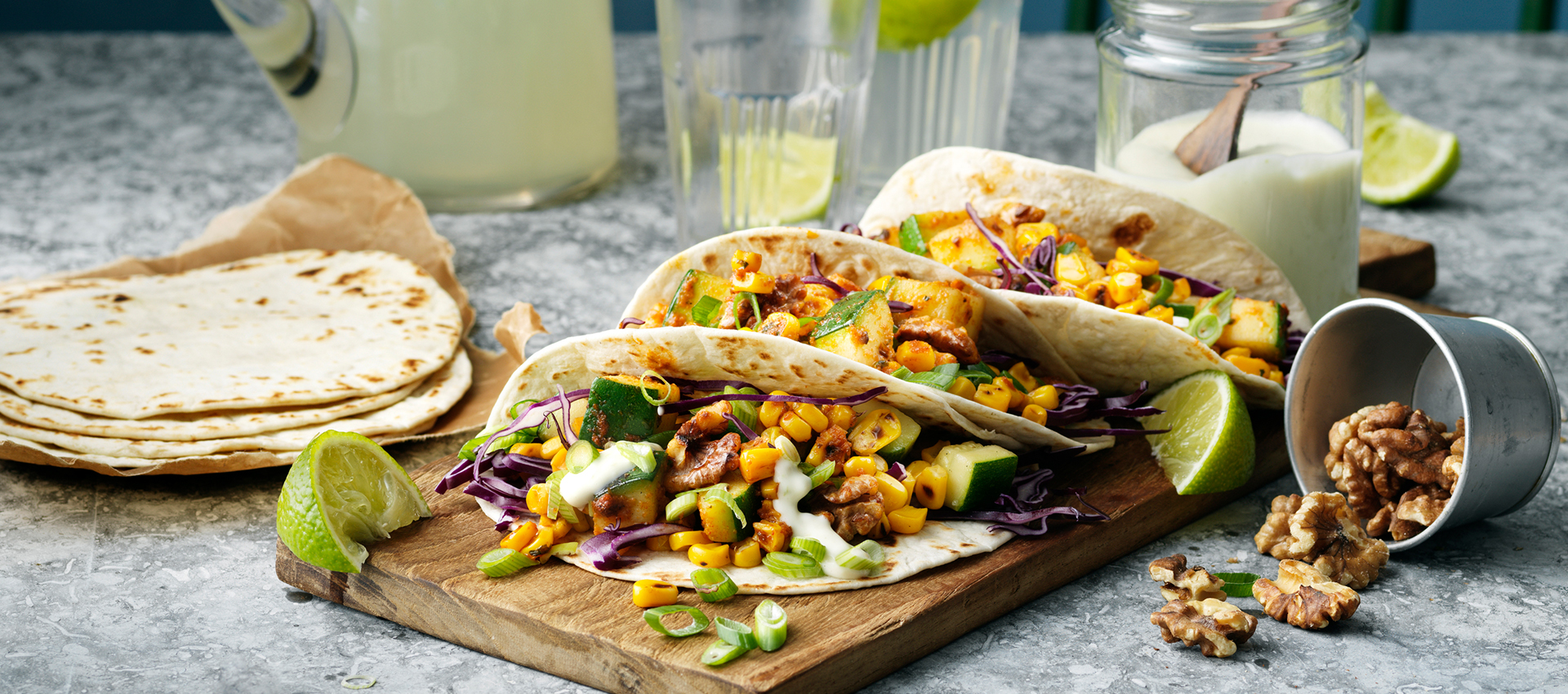Crispy corn och zucchinitacos