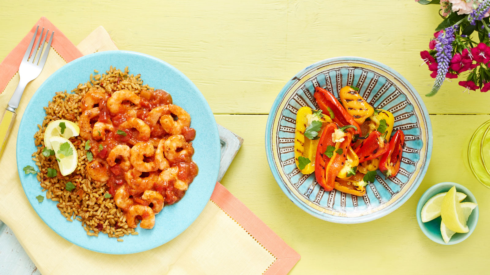 Peruvian Garlic & Tomato Prawns with Spicy Red Rice