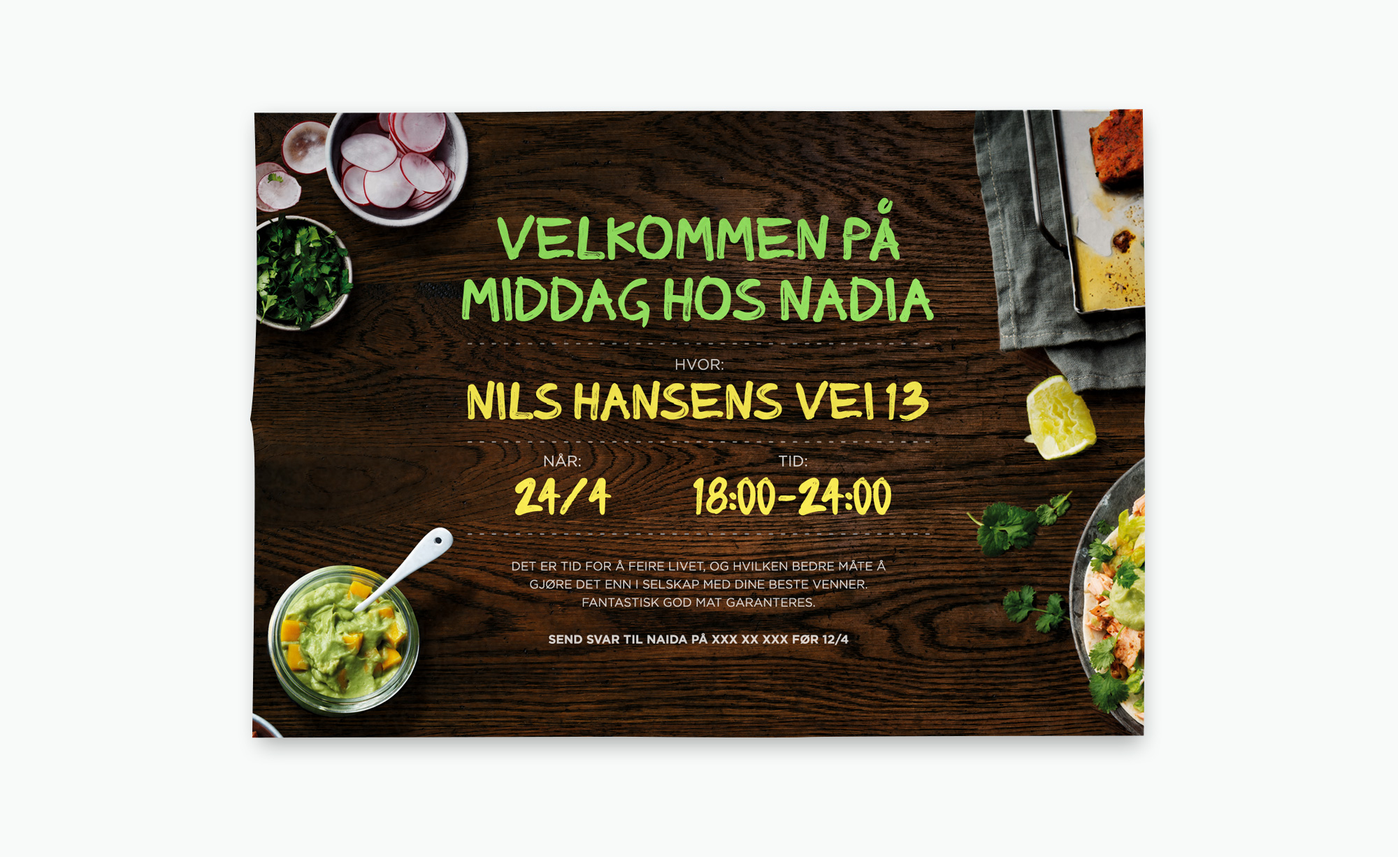 Eksempel på invitasjonskort