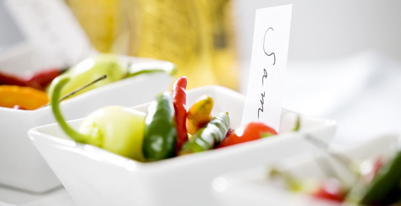 Mixed chilli varieties in a bowl