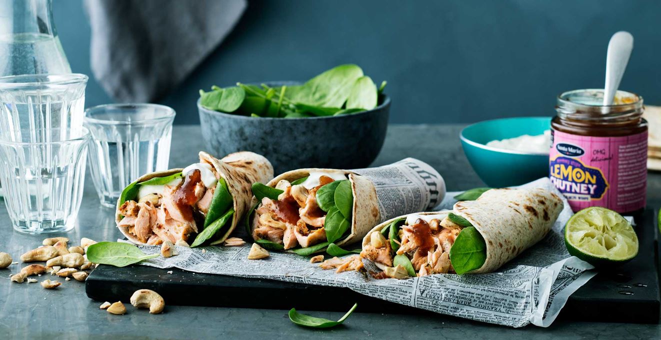 Pulled salmon wraps