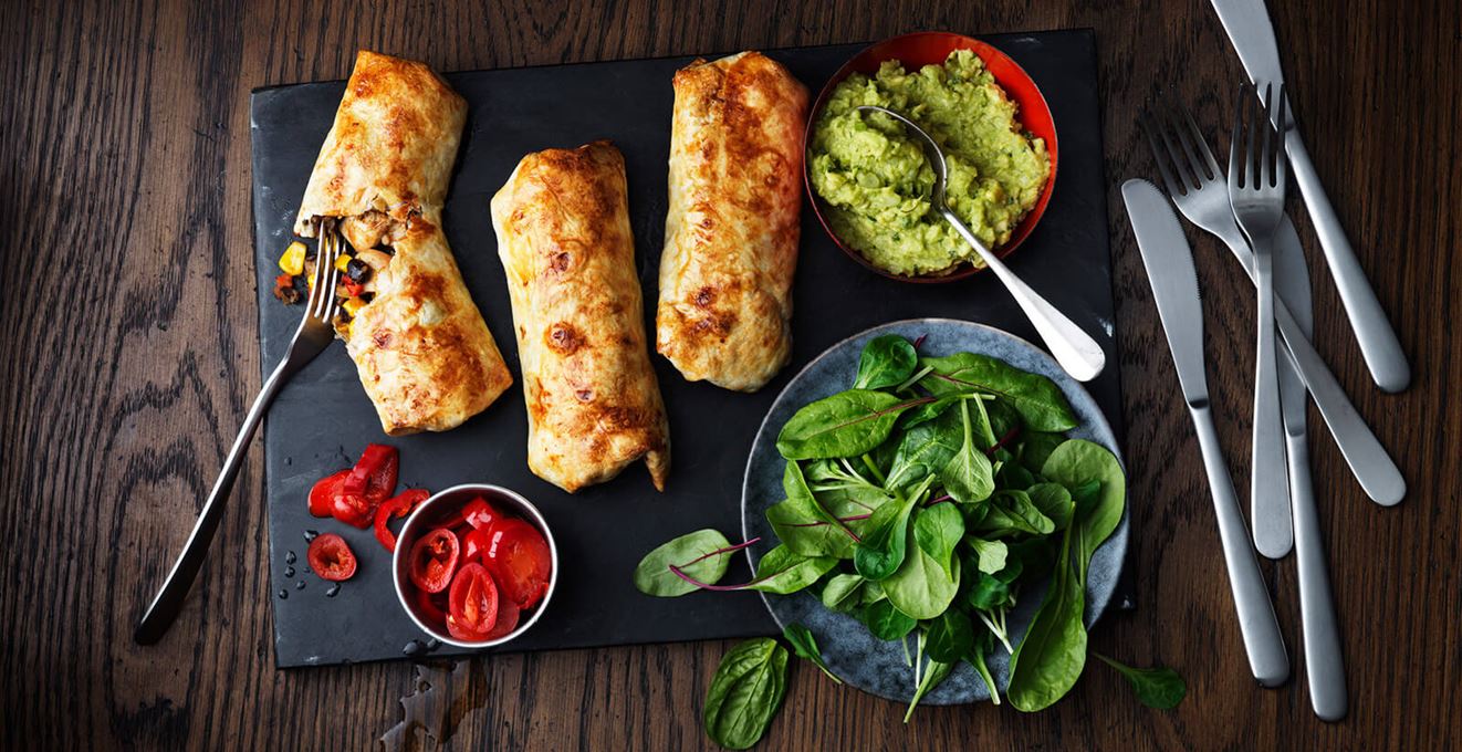 Chimichangas - gratinerte kylling burritos