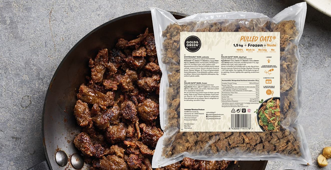 Augaliniai baltymai Pulled oats Gold&Green