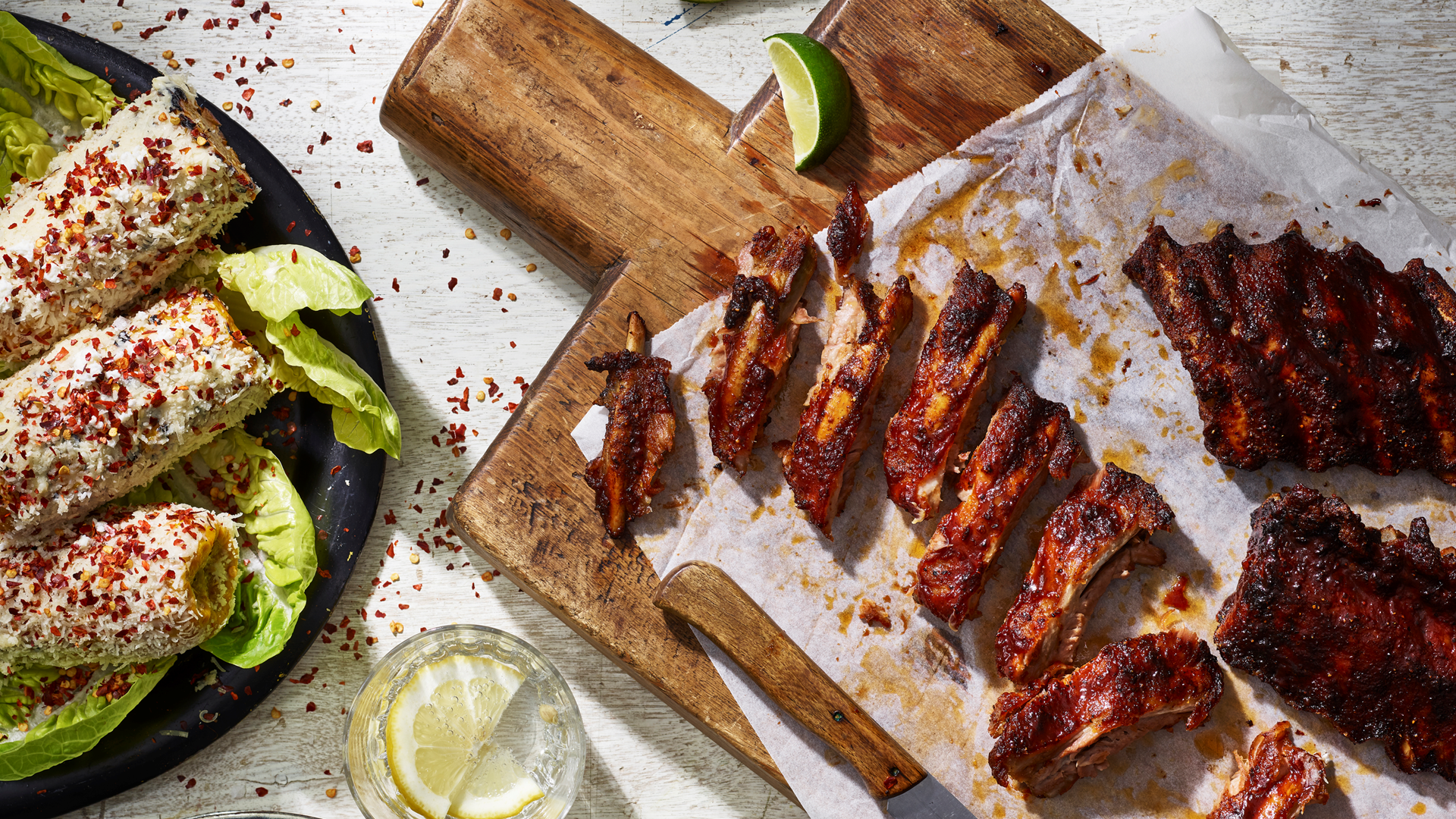 bbq ribs och majskolv