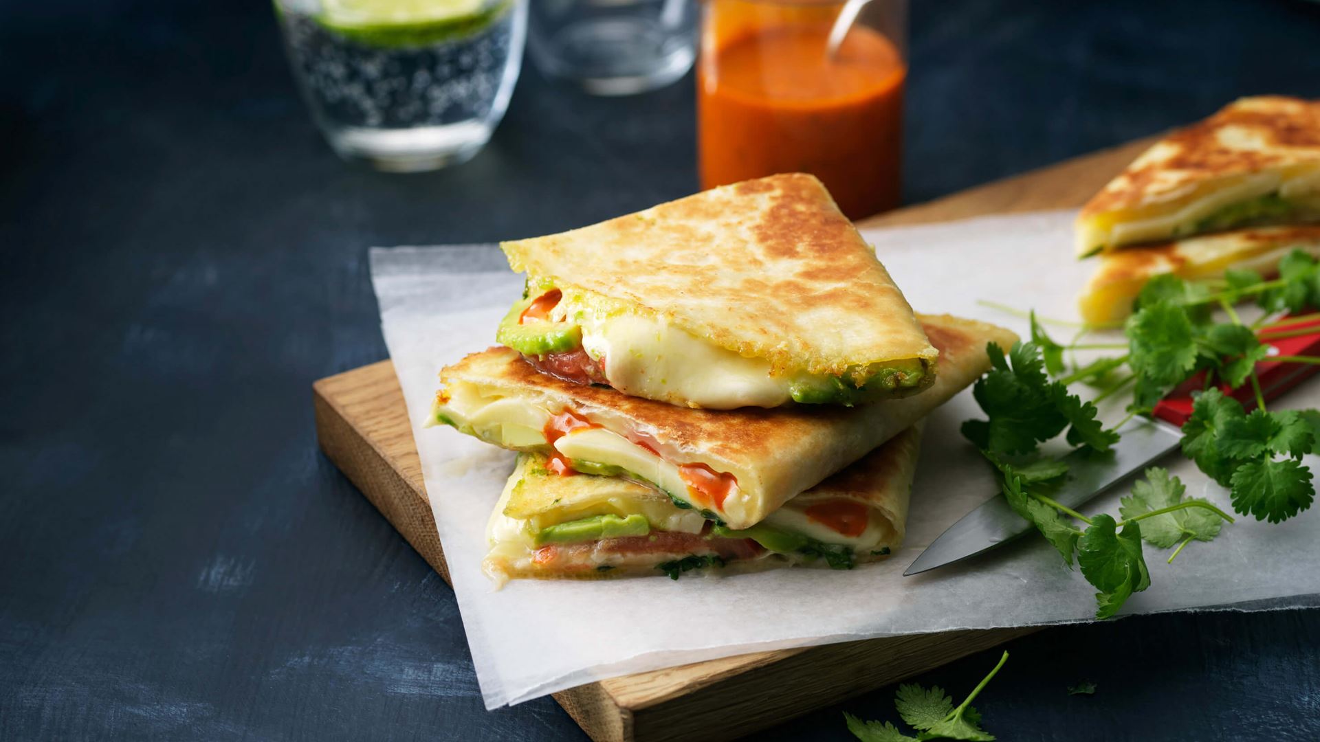 Avocado & mozzarella quesadillas