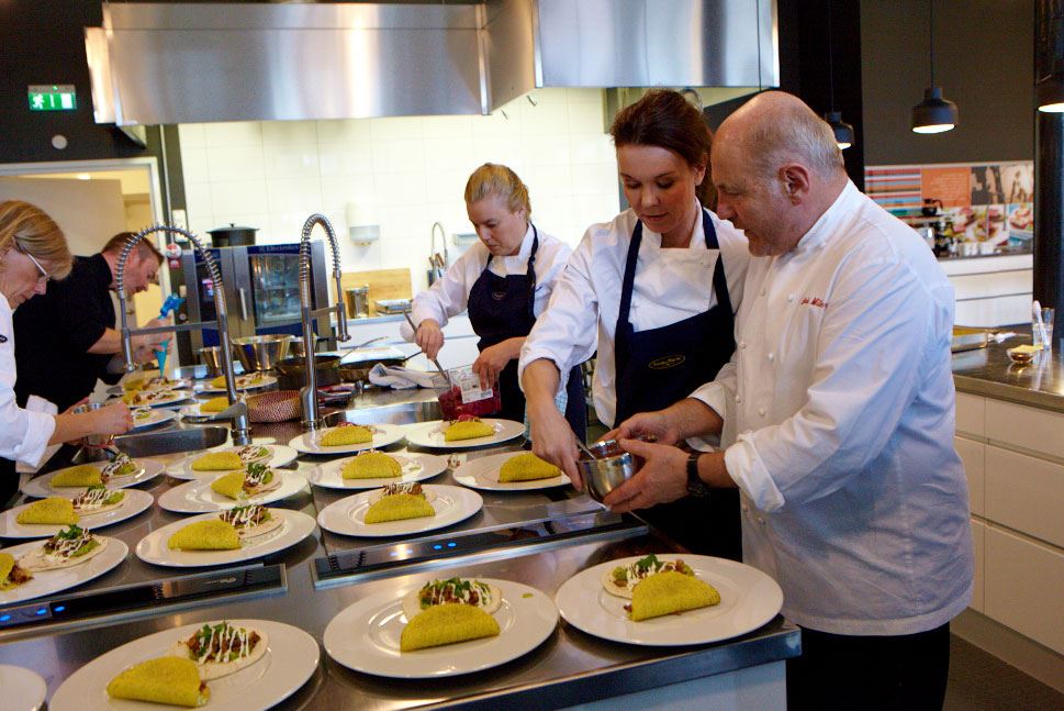 Santa Maria’s taste developers prepare a Tex Mex meal in our food studio.