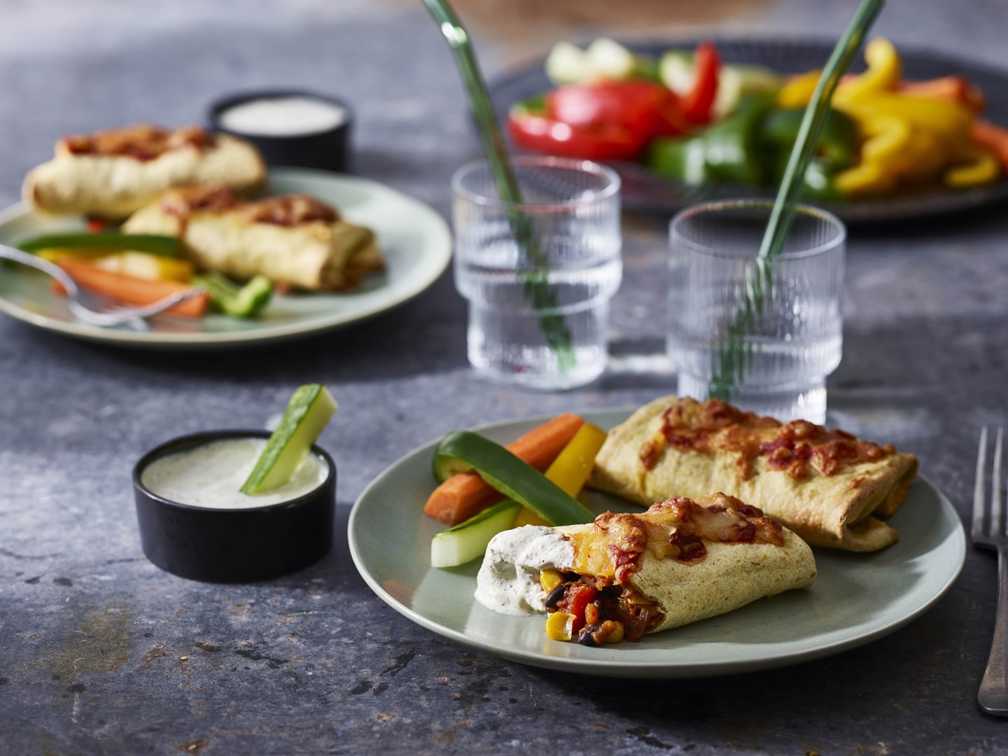 Vegetarische Enchilada’s met mais en bonen