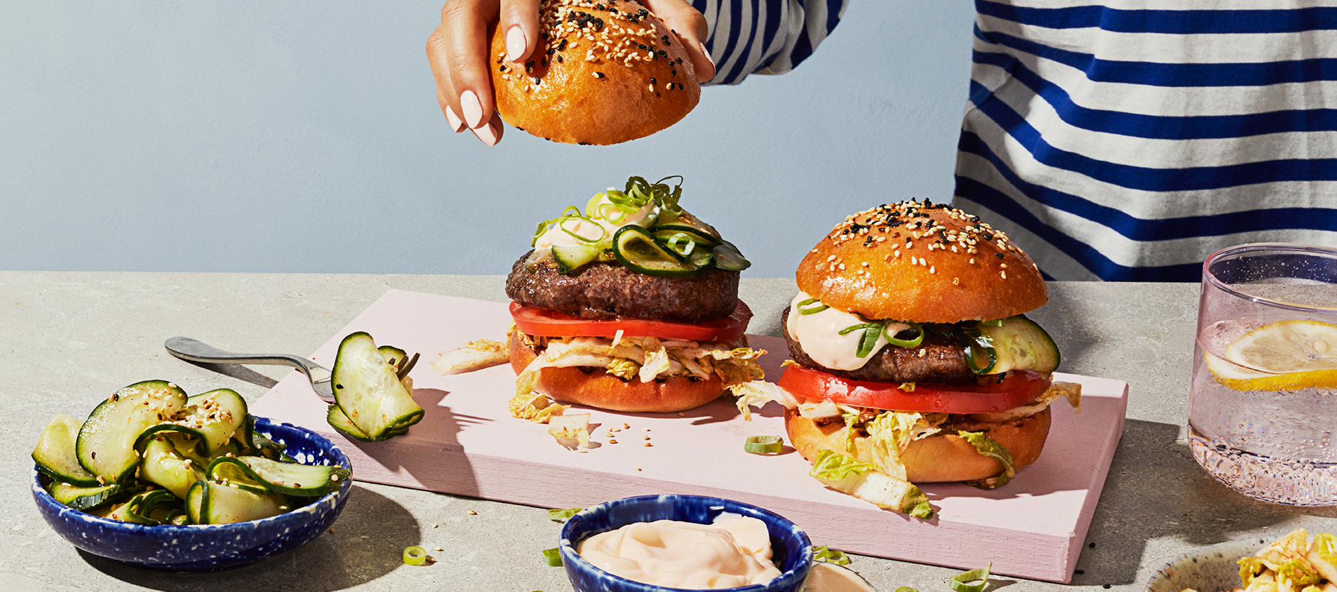 Korean BBQ hamburgare på högrev med kimchi