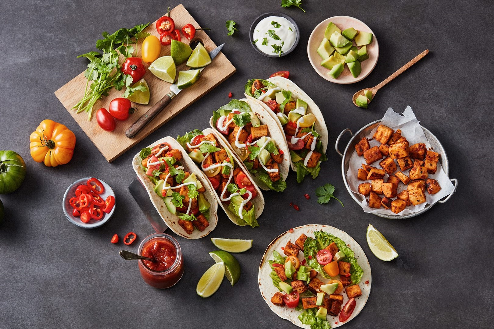 Tacos végétariens à l’avocat et au citron vert