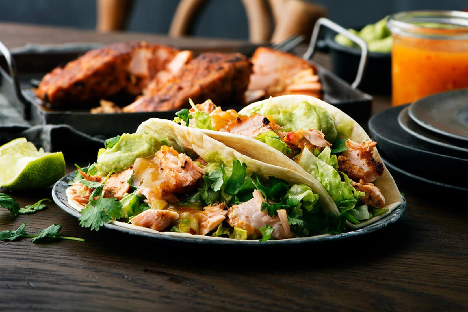 Fish tacos served on a plate