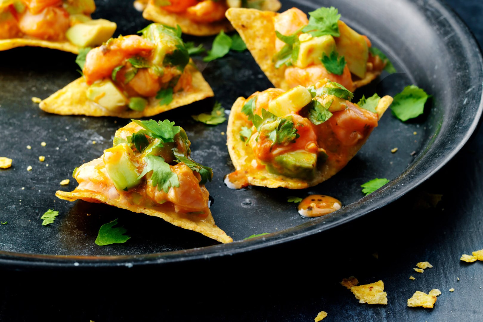 tortillachips med laxceviche