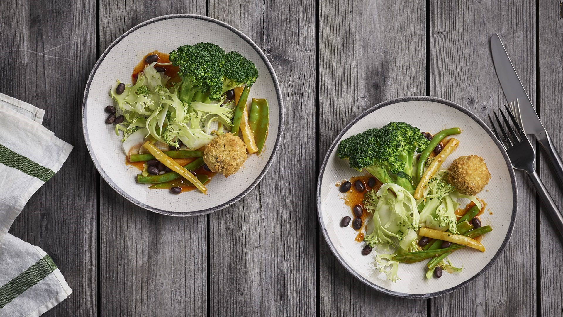 Friterade risbollar med Pulled Oats & variation på broccoli