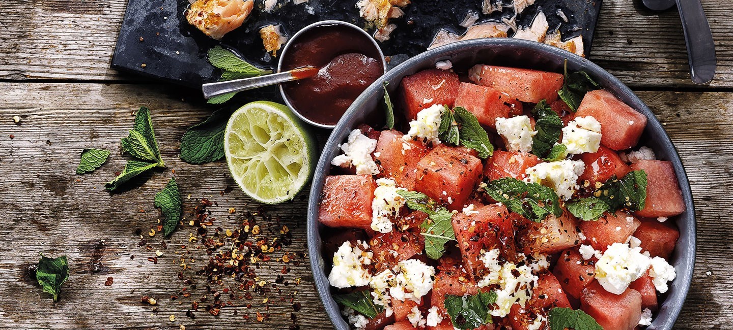 Vannmelonsalat med fetaost og mynte