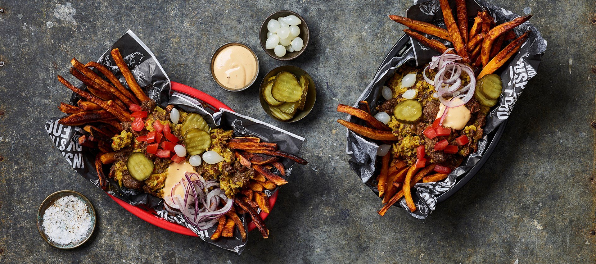 Loaded fries met Pulled Oats rendang