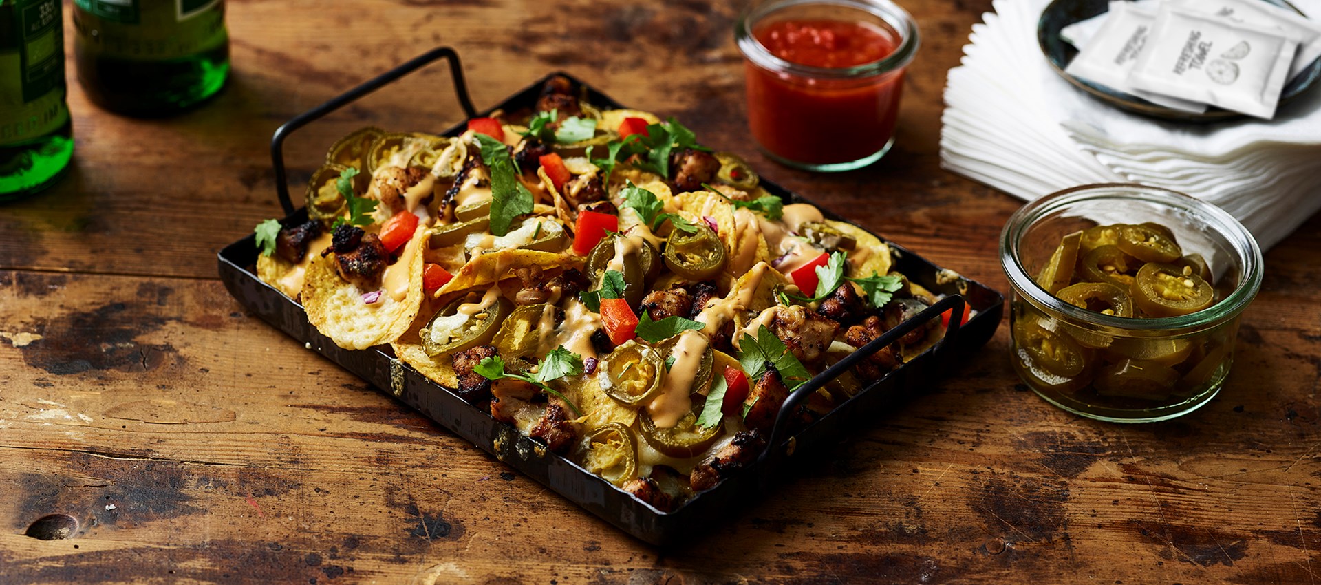 Loaded nachos met chipotle chicken