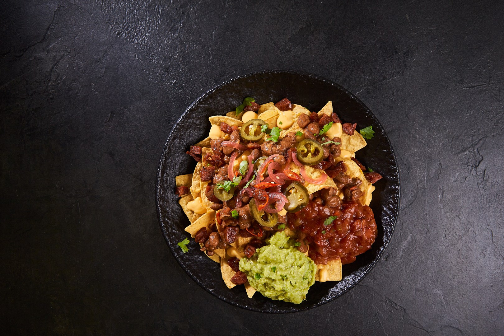 Loaded Soft Chorizo Nachos with Chilli Beans 