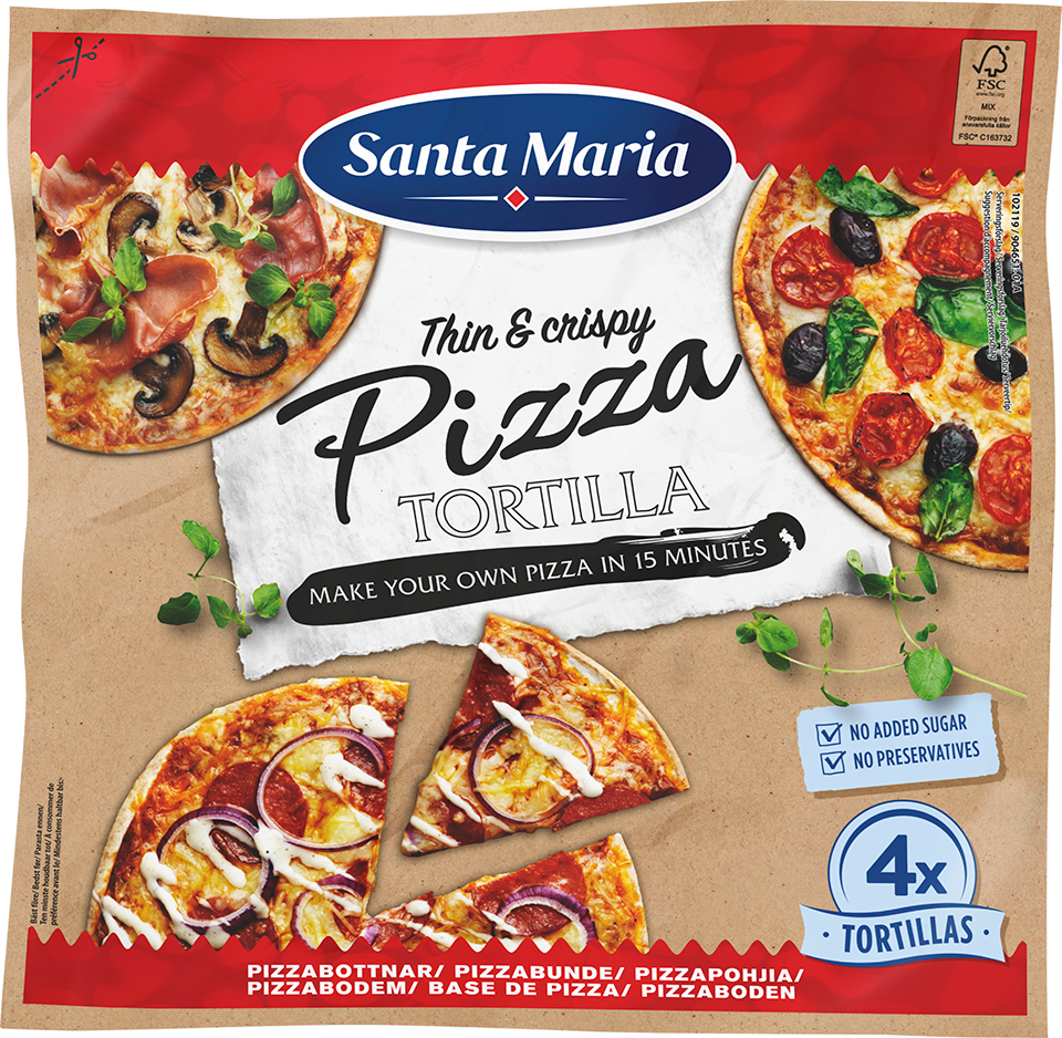 Packet with four pizza tortillas