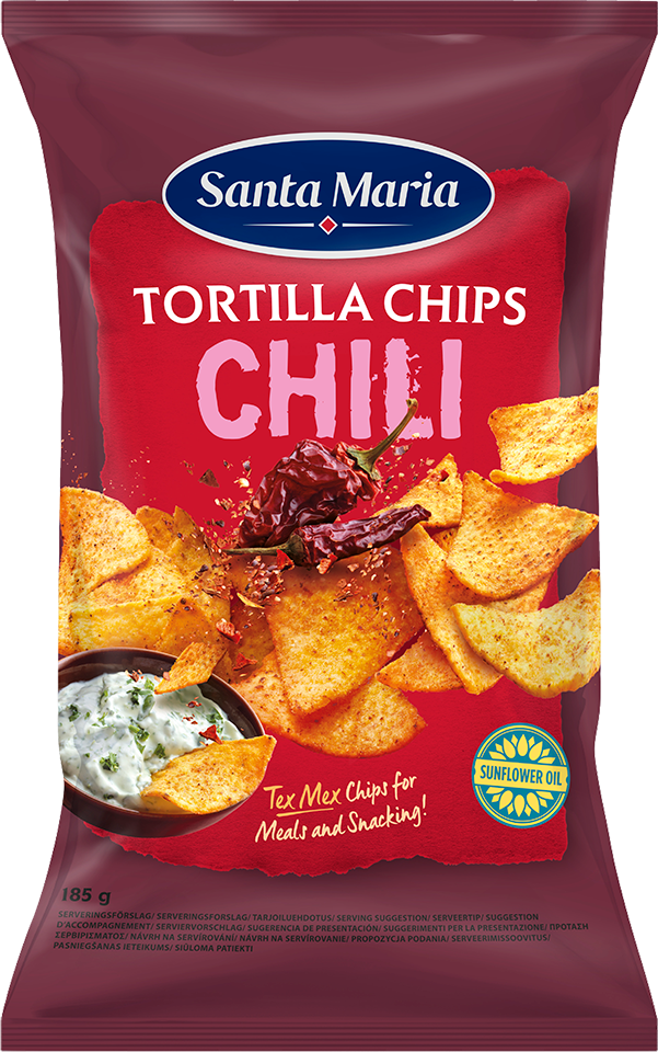 En påse tortilla chips med chilismak