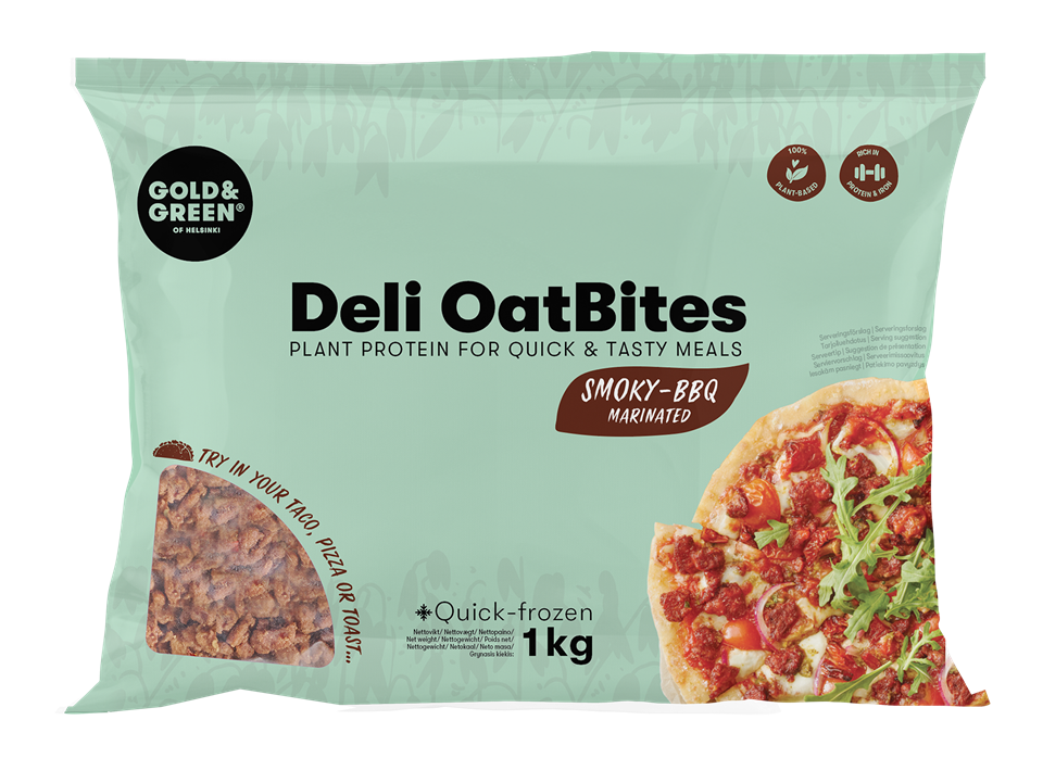 Gold&Green BBQ skonio marinuoti Deli OatBites, šaldytas produktas