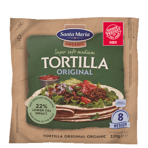 Packet with eight organic wheat tortillas