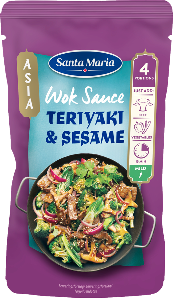 Āzijas vok mērce ar terijaki un sezamu