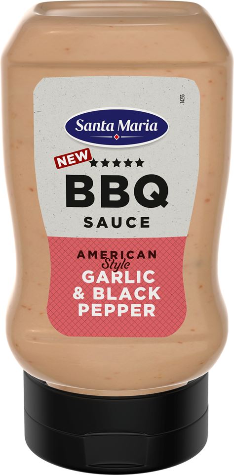 Pudele ar BBQ mērci ar ķiploku un melno piparu garšu