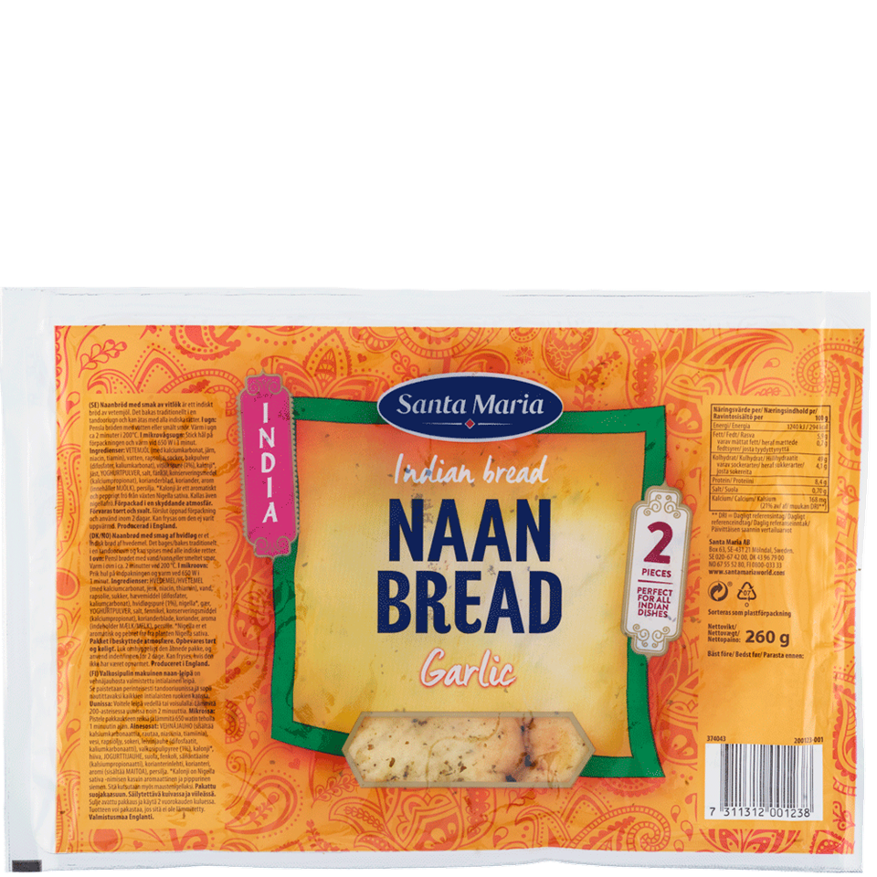 Förpackning med Naan Bread Garlic