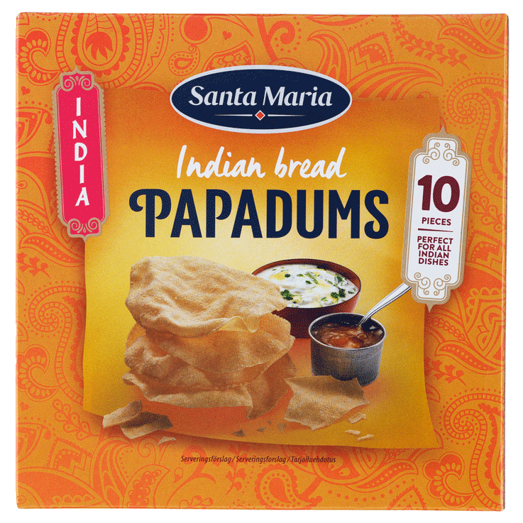 Förpackning med Papadums