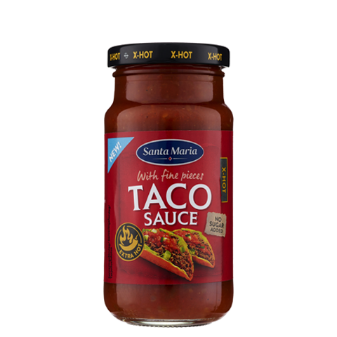 Ekstra hot taco sauce i glas