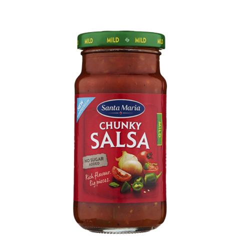 Mild chunky salsa i burk