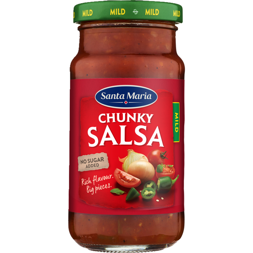 Mild chunky salsa i burk