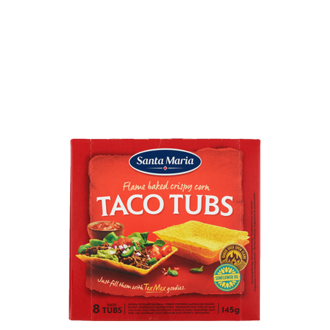 Package with bowlshaped taco tubs