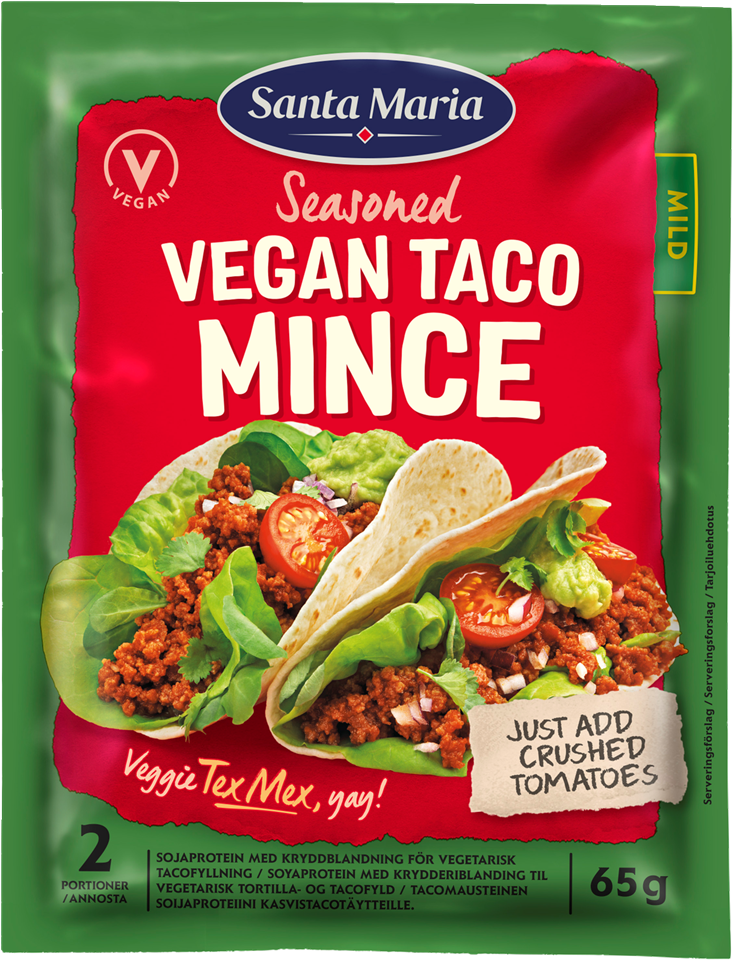 En påse kryddmix till vegetarisk taco.