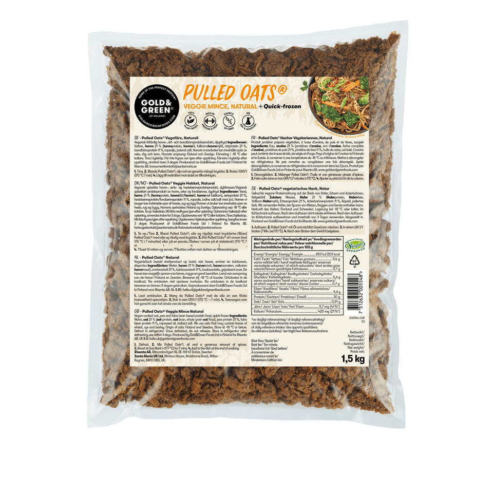 Gold & Green pulled oats Veggie Mince Natural