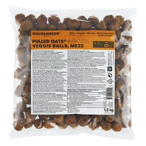 gold&green pulled oats vegobullar meze