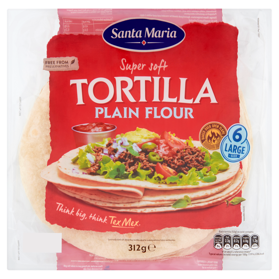 Large Plain Flour Soft Tortillas