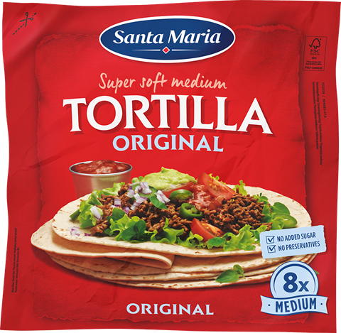 Förpackning med åtta st tortillas