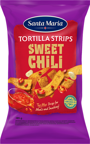 Chips påse tortilla chips med smak av sweet chili