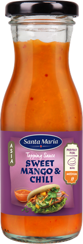 Glasflaska med Santa Maria Topping Sauce Sweet mango & Chili