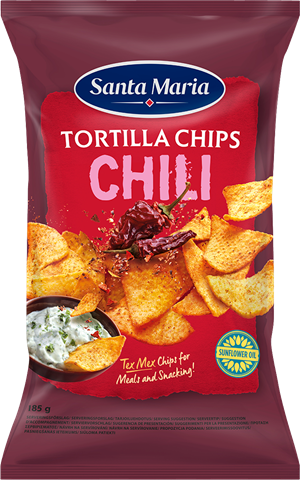 En påse tortilla chips med chilismak