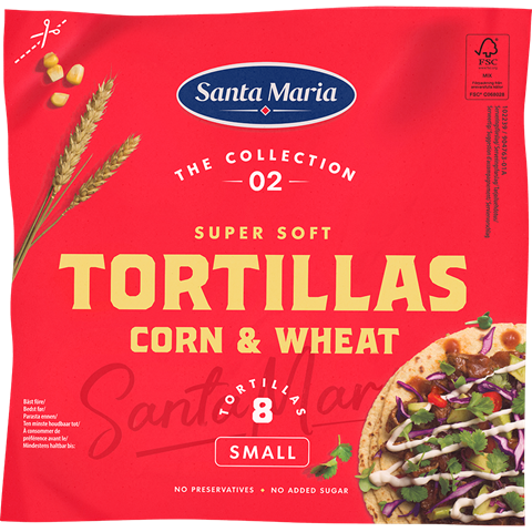 Förpackning med Tortilla Corn & Wheat Small från Santa Maria