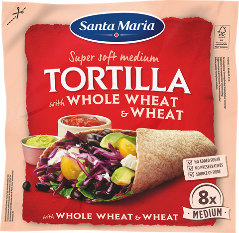 Packet with eight whole wheat tortillas