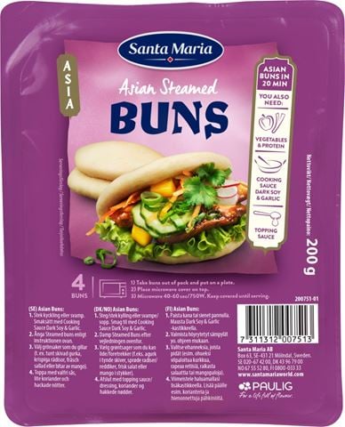 Förpackning med Santa Maria Asian Steamed Buns