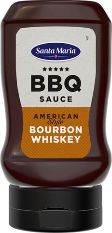 Pudele ar BBQ mērci ar burbona viskija garšu